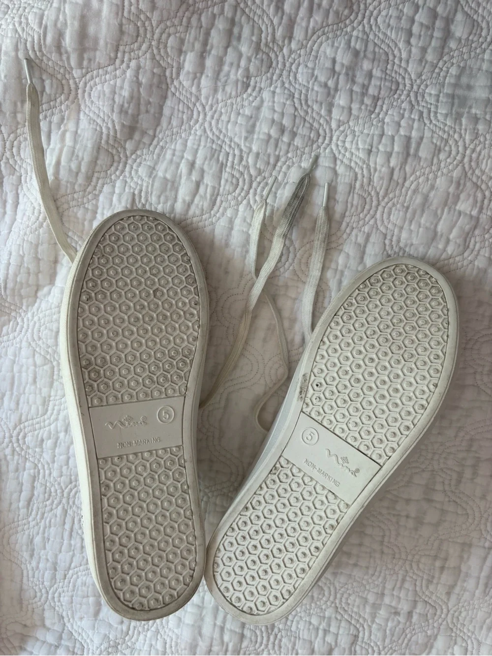 Nina White Lace-Up Sneakers with Silver Star Accents